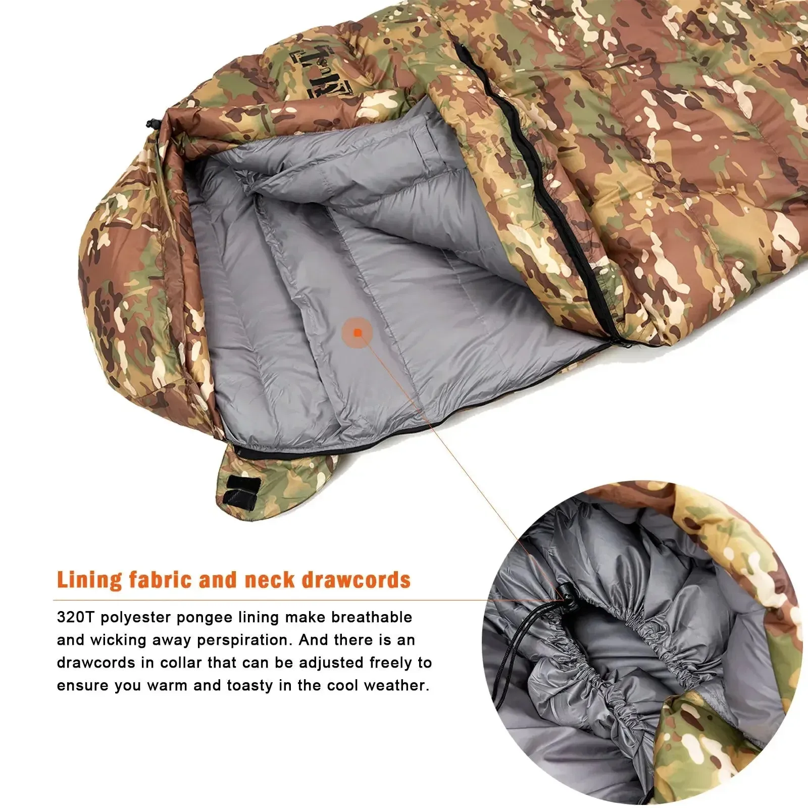 Ranger Down Mummy Sleeping Bag – Anti-Extreme Cold Portable Winter Sleeping Bag, Multicam Camouflage