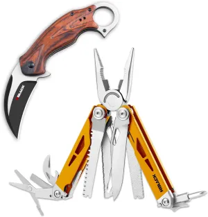 Rblack 21-in-1 Multitool Pliers and Karambit Folding Knife, Great Multitool with EDC Knife Set