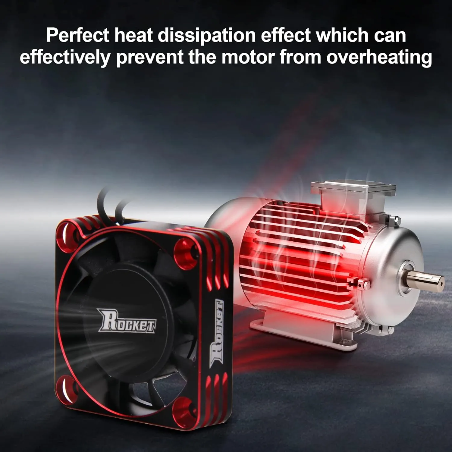 RC Motor Cooling Fan 40mm 16000RPM Fits 56mm 55mm 58mm Diameter Motor Heatsink RC Cooling Fans for 1/5 1/6 RC Truck Car (Red Black)
