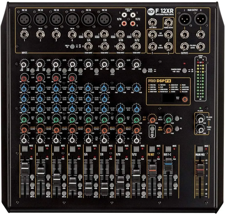 RCF F-12XR 12-Channel Mixing Console With Multi-Fx & Recording