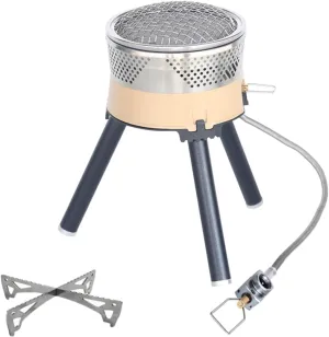 Reactor Windproof Camping Stove System with Stove Holder,Low Temperature,Low Pressure Infrared Combustion,Portable Reactor Collector Cooking System,for Outdoor Camping Adventure (Khaki)