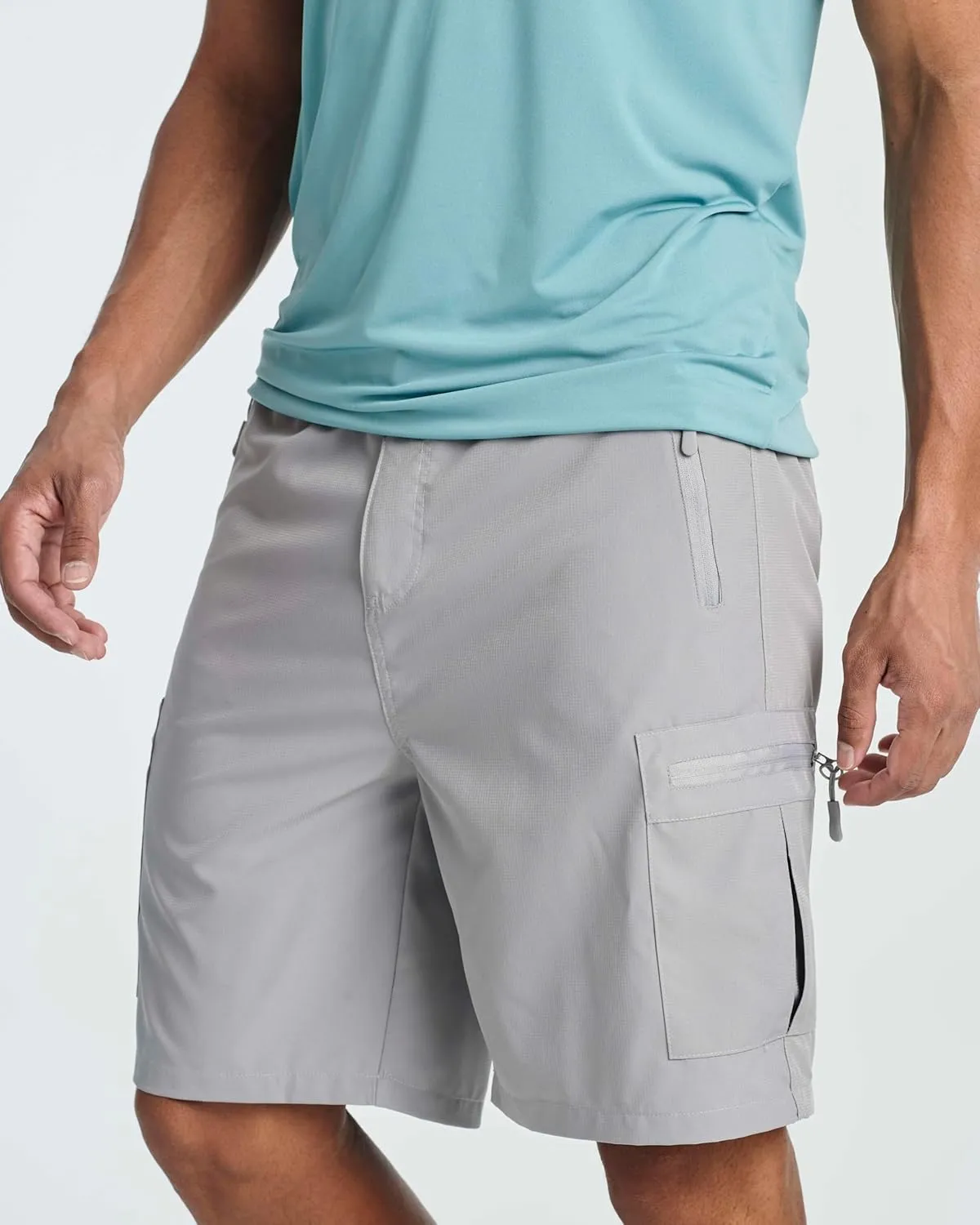 Real Essentials 2 & 3 Pack: Men's Hiking Cargo Shorts Fishing Outdoor Tactical Travel Camping Casual Golf 5 Zipper Pockets