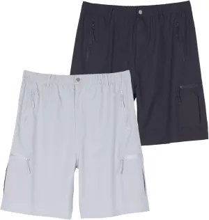 Real Essentials 2 & 3 Pack: Men's Hiking Cargo Shorts Fishing Outdoor Tactical Travel Camping Casual Golf 5 Zipper Pockets