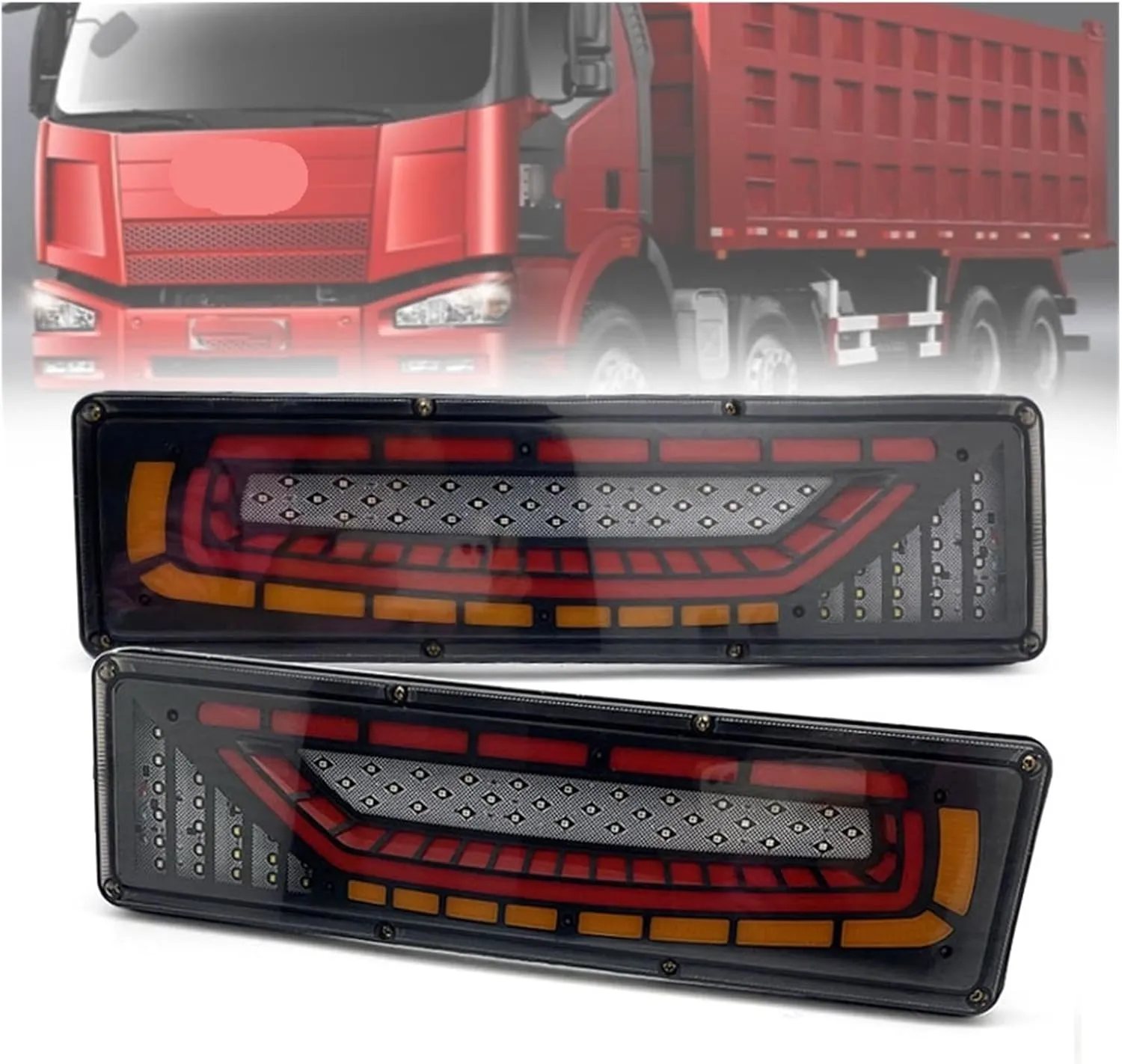 Rear Lights Trailer Truck Tail Light Sequential Flashlight Turn Signal Brake Reverse Lamp Tractor Taillight 46cm.(12)
