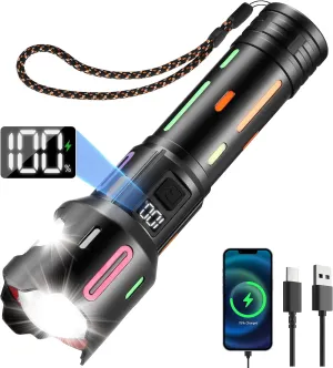 Rechargeable Flashlight 1000LM High Lumens LED Flashlight with 5 Modes, IPX4 Waterproof, Adjustable Focus, Powerful Flashlights for Camping, Home Use, Outage, Patrol, Walking Dog, Hiking, Gift