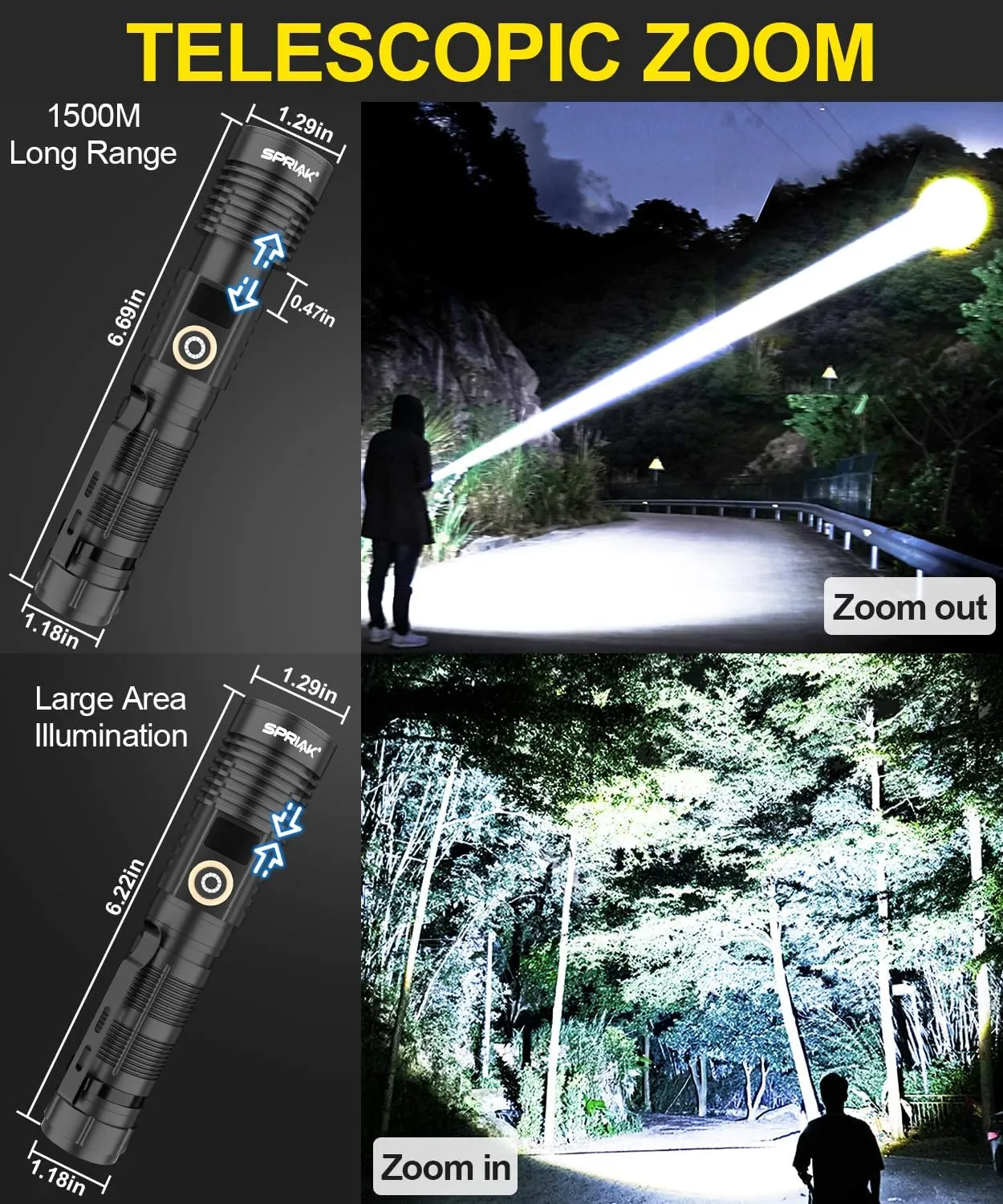 Rechargeable Flashlight High Lumens-Super Bright Magnetic Flash Light with Power Digital Display, Long Range,Dimmable,Waterproof,Pocket Handheld Tactical LED Flashlights for Emergency