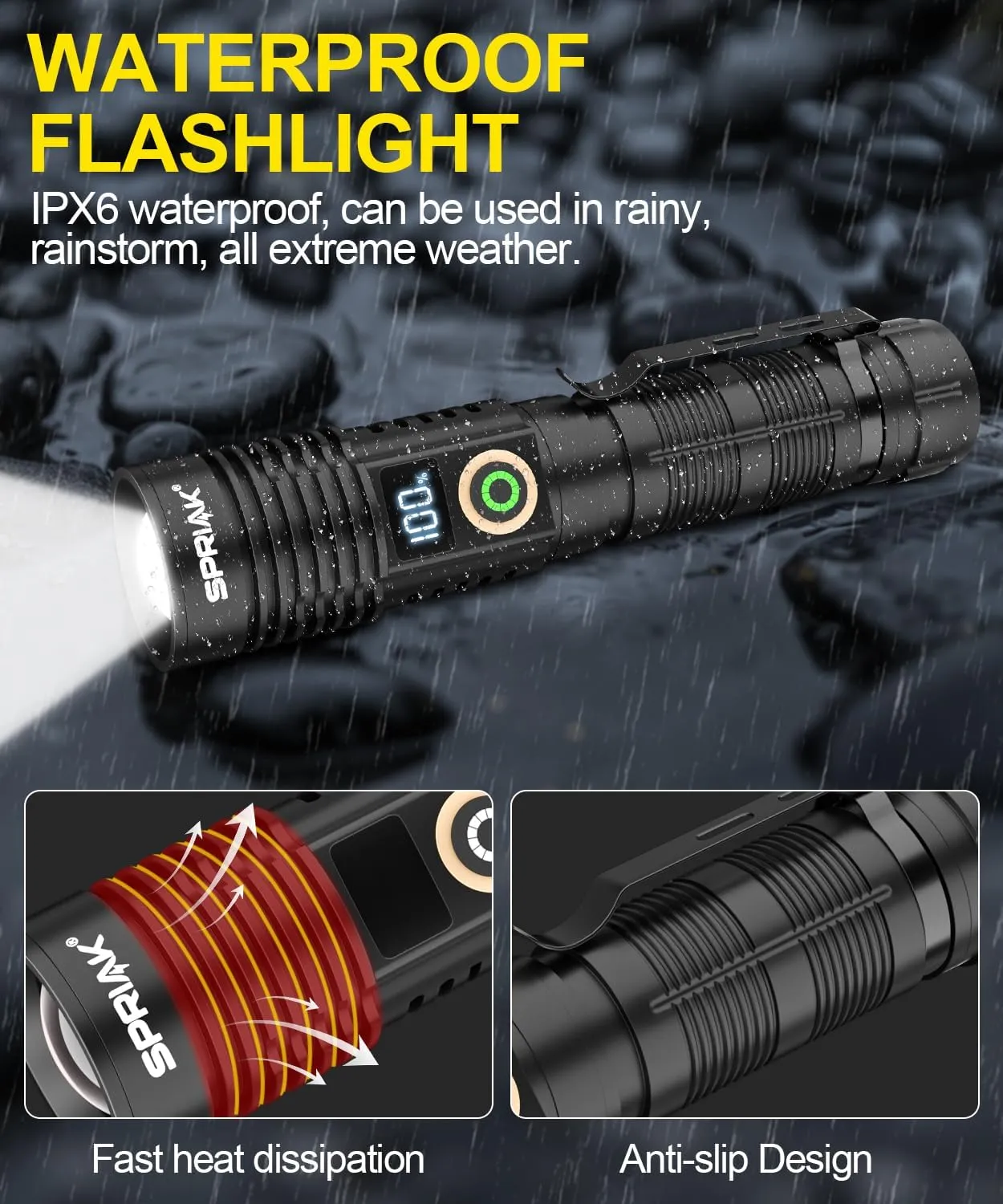 Rechargeable Flashlight High Lumens-Super Bright Magnetic Flash Light with Power Digital Display, Long Range,Dimmable,Waterproof,Pocket Handheld Tactical LED Flashlights for Emergency