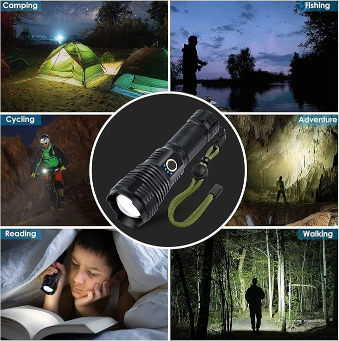 Rechargeable Flashlights 990000 High Lumens, Super Bright LED Flashlight Handheld, Powerful Tactical Flashlights Waterproof W/5 Lighting Modes, 20H Runtime for Emergency & Camp