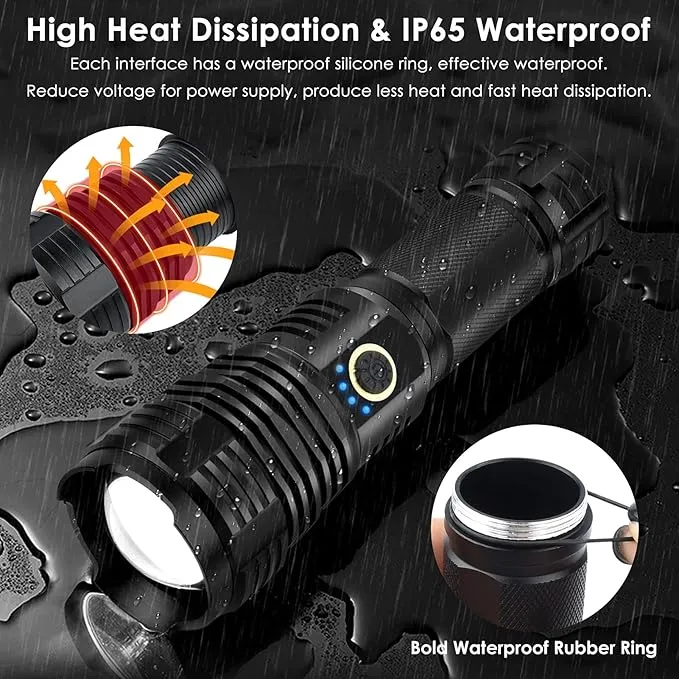 Rechargeable Flashlights 990000 High Lumens, Super Bright LED Flashlight Handheld, Powerful Tactical Flashlights Waterproof W/5 Lighting Modes, 20H Runtime for Emergency & Camp