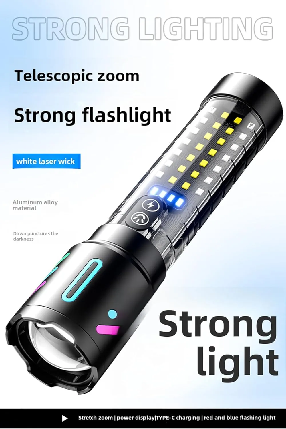 Rechargeable Flashlights High Lumens, 2,000,000 Lumens Handheld LED Flashlight 5 Modes, Zoomable, IPX6 Waterproof Powerful Tactical Flashlight for Emergencies, Camping, Hiking