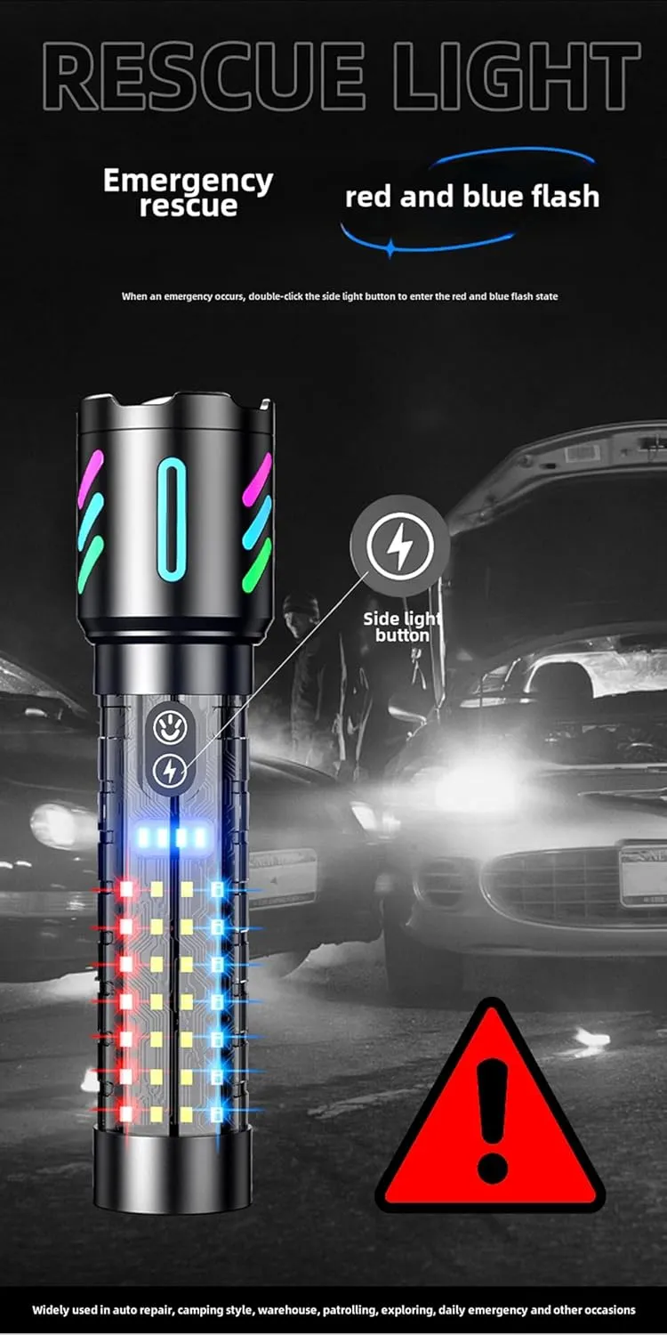 Rechargeable Flashlights High Lumens, 2,000,000 Lumens Handheld LED Flashlight 5 Modes, Zoomable, IPX6 Waterproof Powerful Tactical Flashlight for Emergencies, Camping, Hiking