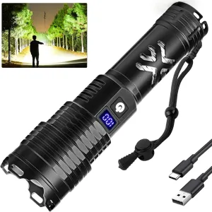 Rechargeable Flashlights High Lumens, 3000~Lumens Super Bright Flashlight with 5 Modes, IPX6 Waterproof & 12Hours Long Runtime, Powerful Led Flash Lights for Camping Hiking Home