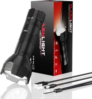 Rechargeable Flashlights High Lumens IP68 Waterproof, Small Flashlights Powerful with Batteries 3500mAh - Flash Light 5 Modes 100M Beam Super Bright for Outdoor/Home/Camping/Hiking/Emergency