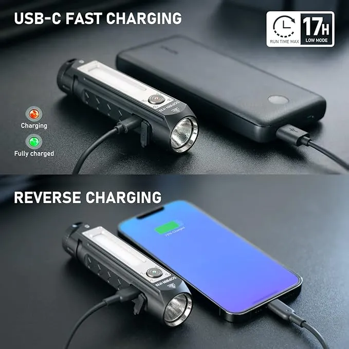 Rechargeable Flashlights High Lumens, Sofirn IF23 4000lm Super Bright Flashlight, EDC Flashlight, Led Flashlight, Emergency Flashlights for Home, RGB Magnetic Flashlight