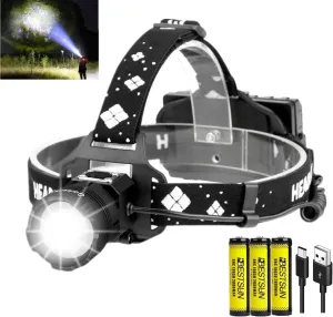 Rechargeable Headlamp Super Bright High Lumen, Powerful Zoomable 3 Modes Waterproof Headlight Motion Sensor LED Headlamps with Power Display,Power Bank Function for Camping