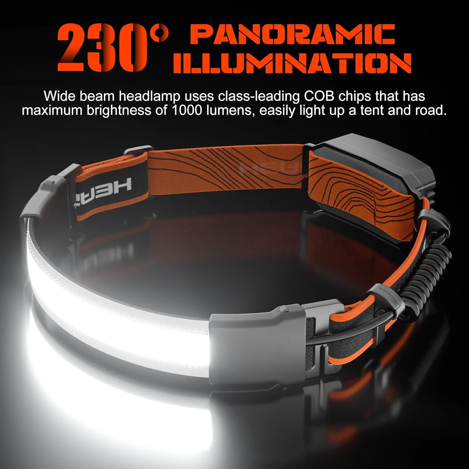 Rechargeable Headlamp,4 Packs 230°Wide-Angle 1000 Lumens Headlamp Flashlight with Red Taillight 3 Light Modes Lightweight LED Head Lamp Adjustable Waterproof Head Light for Running Cycling