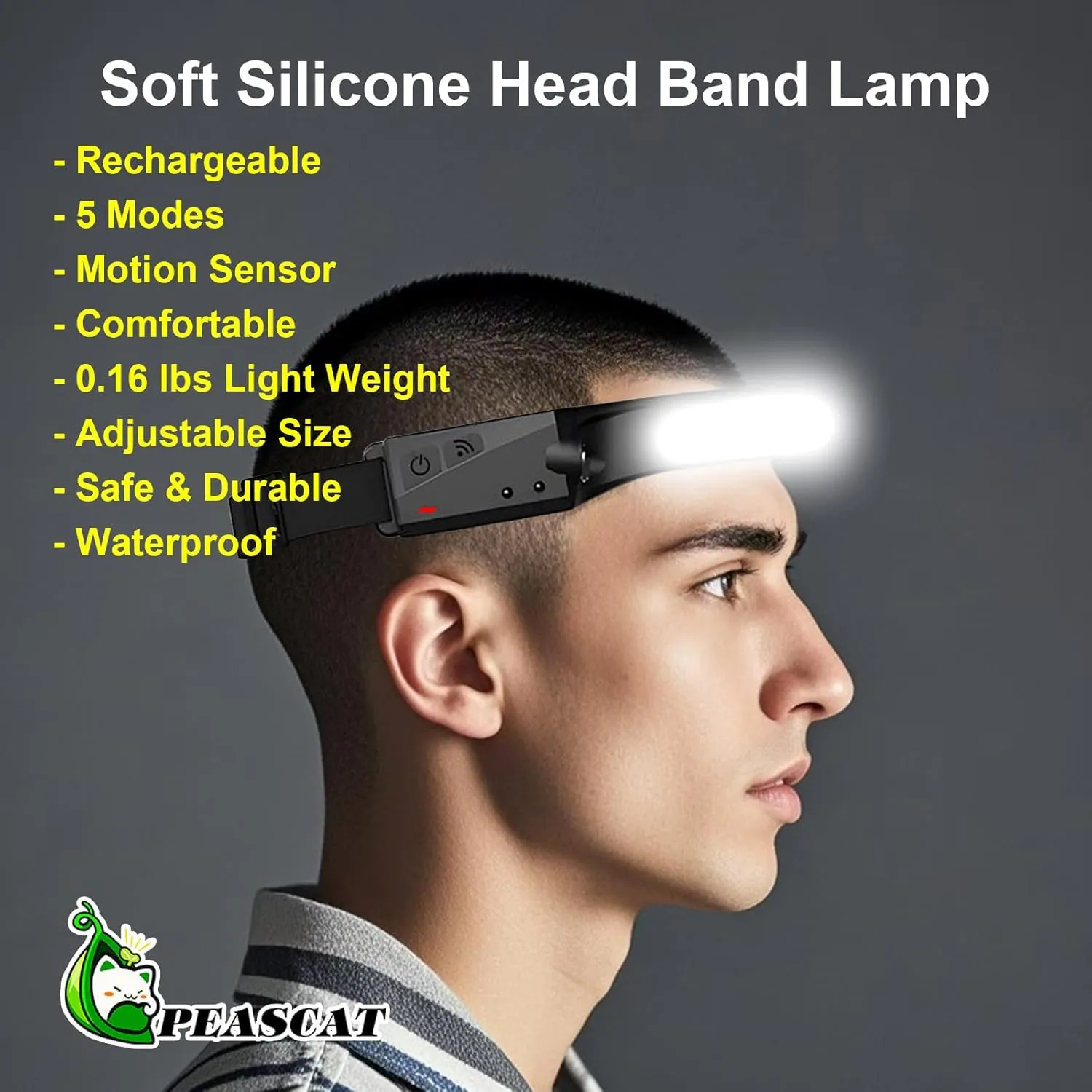 Rechargeable Headlamps with Motion Sensor 6pcs, 230° Wide Beam LED Head Lamps Rechargeable Battery Powered, Bright Forehead Adjustable Head light for Adults with 5 Modes, USB C, Waterproof For Camping