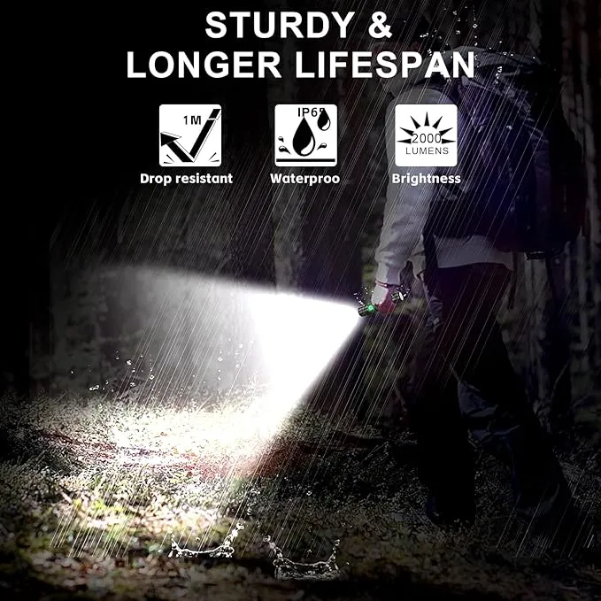 Rechargeable LED Flashligh, USB Magnetic Flashlights with Cob Sidelight, Small Tactical Flashlights 2000LM, Waterproof, Zoomable, Portable Handheld Flash Light for Home, Emergency, Outdoor