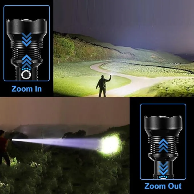 Rechargeable LED Flashlights High Lumens, 90000 Lumens Super Bright Flashlight with 5 Modes & Waterproof, XHP90.2 Powerful Handheld Flashlight for Camping Emergencies