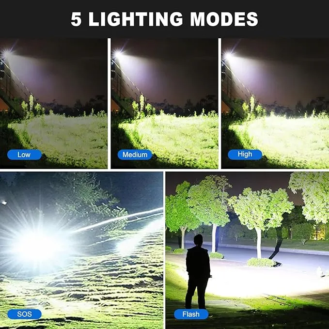Rechargeable LED Flashlights High Lumens, 90000 Lumens Super Bright Flashlight with 5 Modes & Waterproof, XHP90.2 Powerful Handheld Flashlight for Camping Emergencies