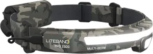 Rechargeable LED Headlamp - Liteband PRO 1500 Lumens Super Bright Head Lamp, Powerful Battery Powered Tactical Headlamps, Camping, Running, Hard Hat Light, Best Rated Forehead Flashlight, Camo