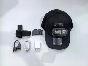 Rechargeable LED Headlamp with Spotlight and Floodlight – High Lumen Mining Headlamp Waterproof Hard Hat Light for Hunting, Camping, Night Work, Caving (M60 Miner Lamp Kit Black hat)