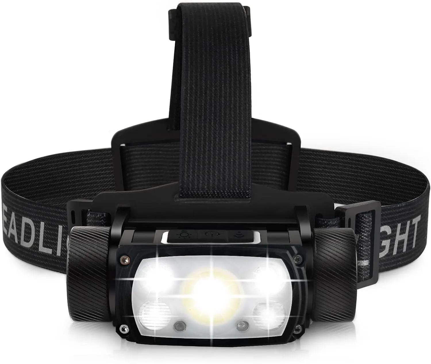 Rechargeable LED Headlamp,1000 Lumen Super Bright Motion Sensor Head Lamp,160°Adjustable Headband Outdoor Waterproof Head Light,18 Modes