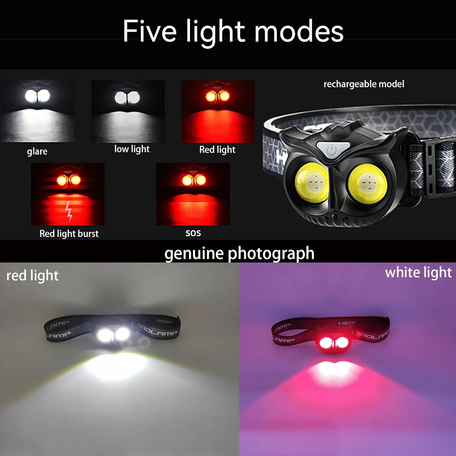 Rechargeable led headlamp,2 Pack LED Head Lamps Super Bright for Running headlamps Night Buddy Headlight with red and White Flashing Lights，Magnetic Attractor ，Hook for a Great Gift!