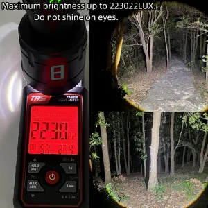 Rechargeable Military Flashlight, 220,000LM Powerful Tactical Flashlight, 5000 mAh LED Variable Focus, Up to 50 Hours of Continuous Use, for Camping Expeditions and Emergencies