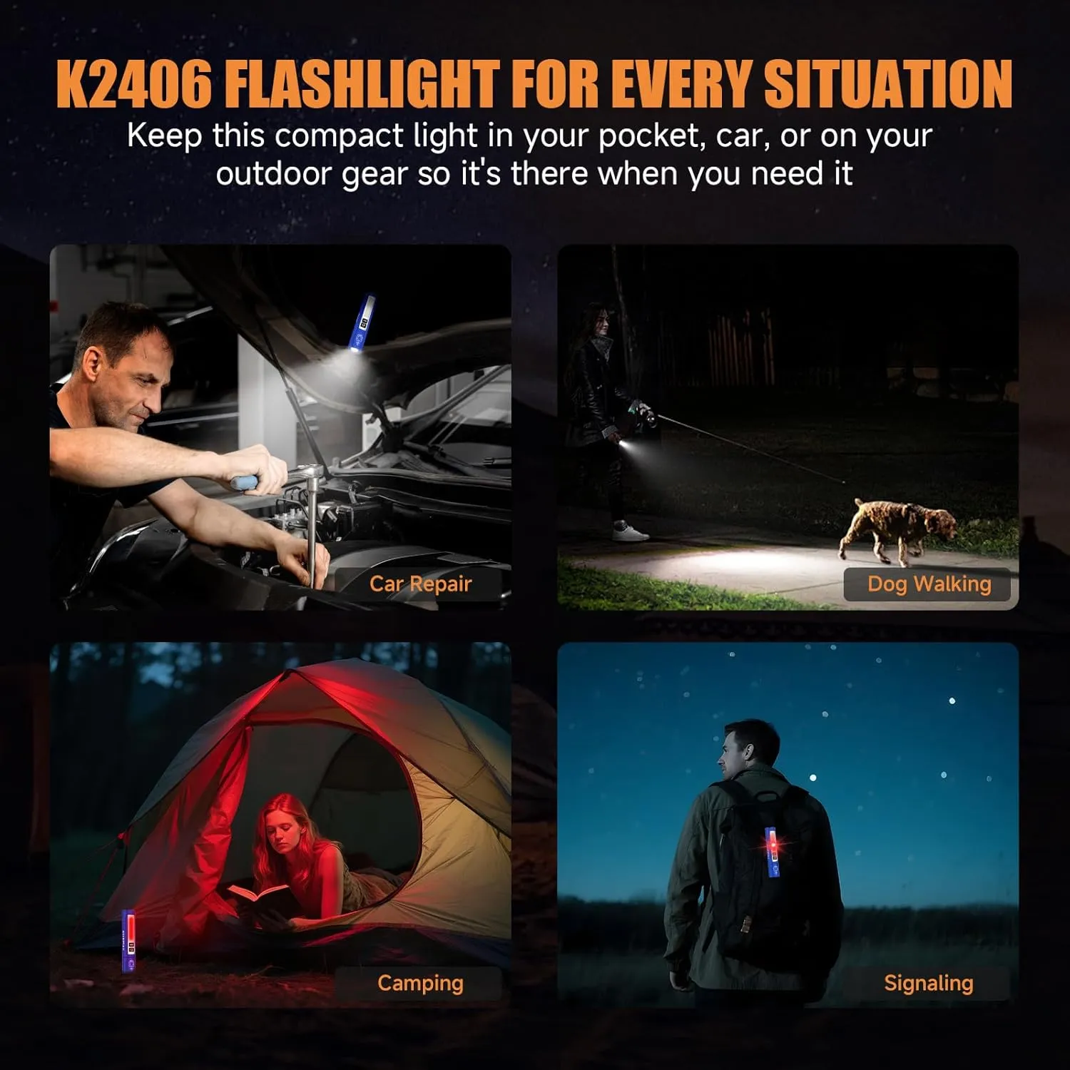 Rechargeable Tactical Flashlights High Lumens - Super Bright Small Powerful LED Magnetic USB C Flashlight, 8 Modes, Dual Button Waterproof Pocket Flash Light for Emergency, Car (2, Blue)
