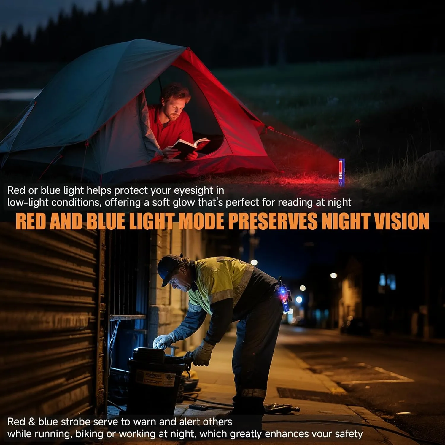 Rechargeable Tactical Flashlights High Lumens - Super Bright Small Powerful LED Magnetic USB C Flashlight, 8 Modes, Dual Button Waterproof Pocket Flash Light for Emergency, Car (2, Blue)