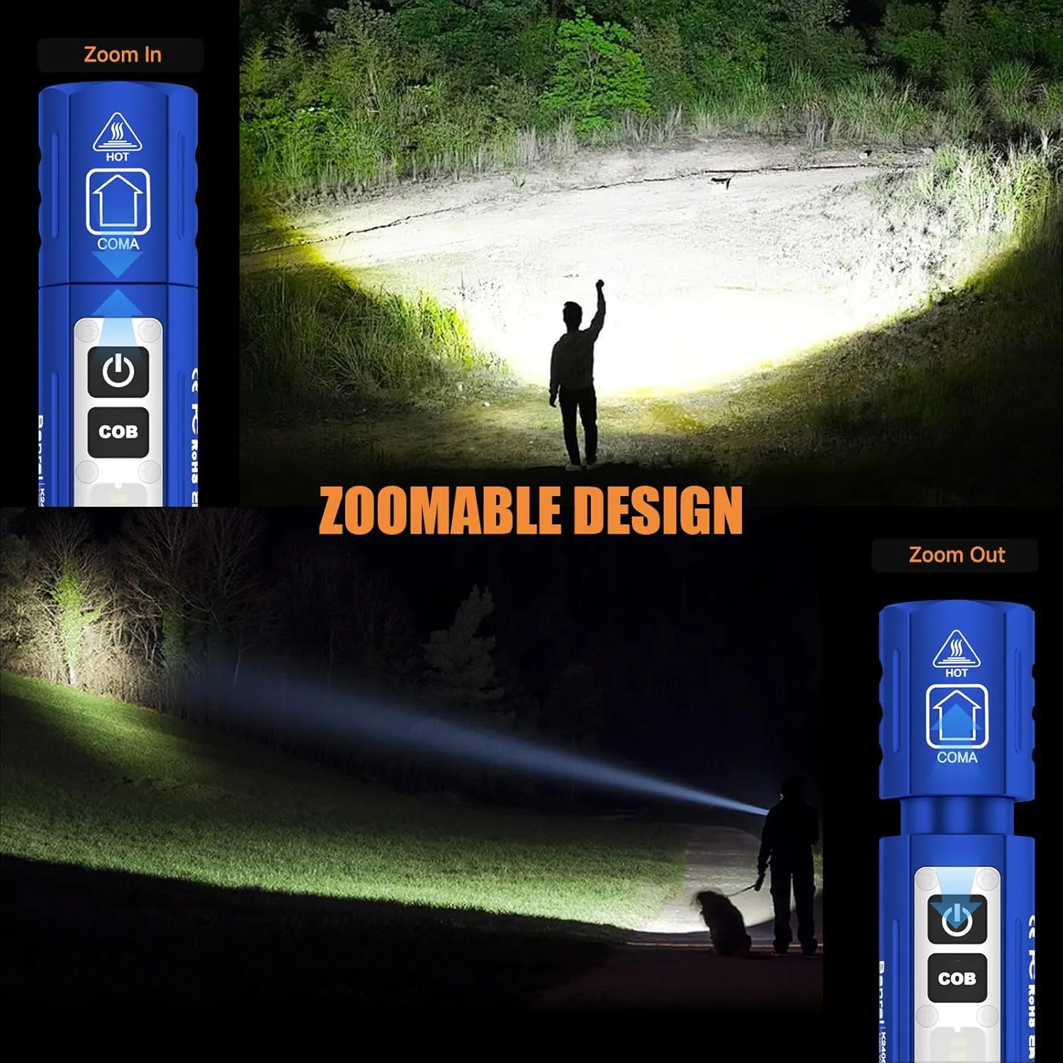 Rechargeable Tactical Flashlights High Lumens - Super Bright Small Powerful LED Magnetic USB C Flashlight, 8 Modes, Dual Button Waterproof Pocket Flash Light for Emergency, Car (2, Blue)