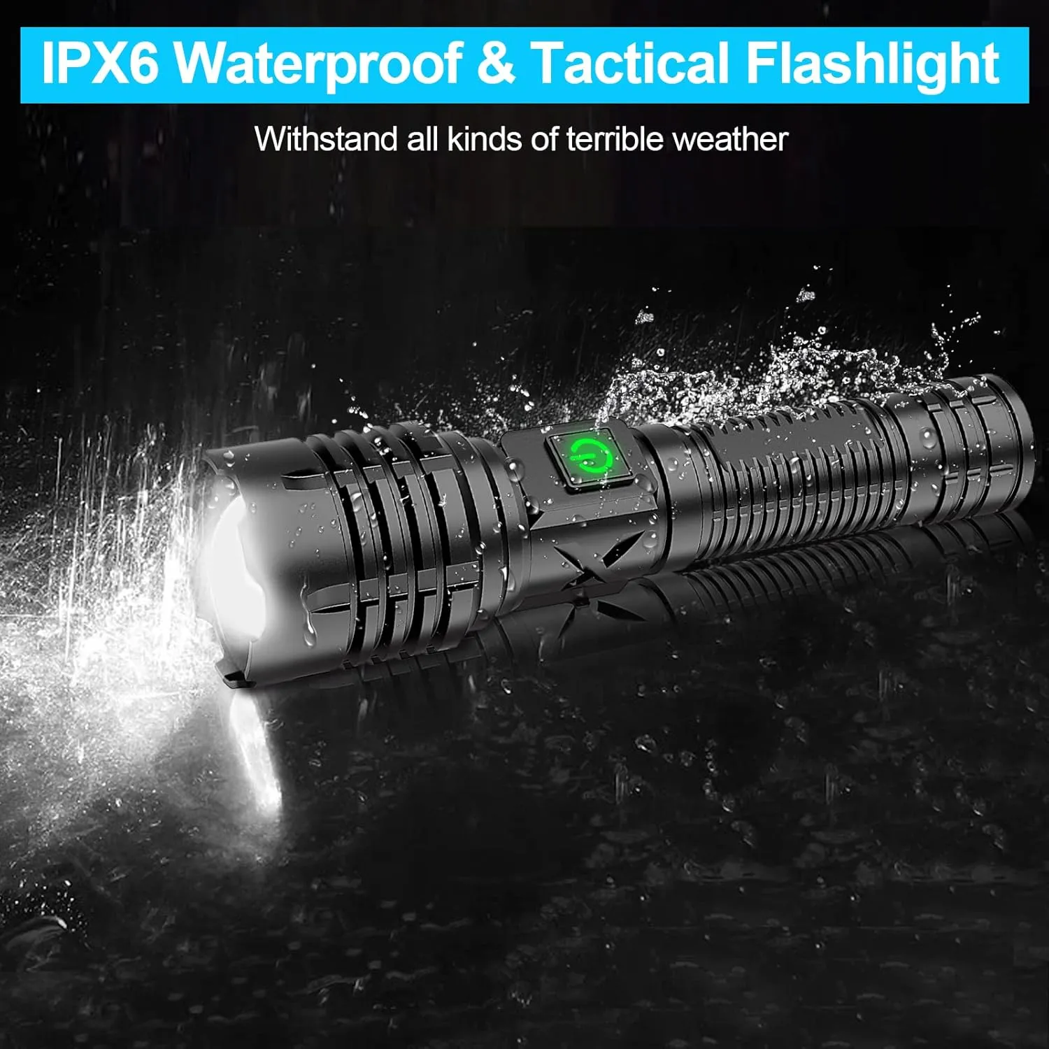 Rechargeable Tactical Flashlights, High Lumens XHP70.2 Super Bright LED Flashlight with Holster, Type-C, 5 Modes, Zoomable, IPX6 Waterproof Flashlights for Emergency Camping (T031-2 Pack)