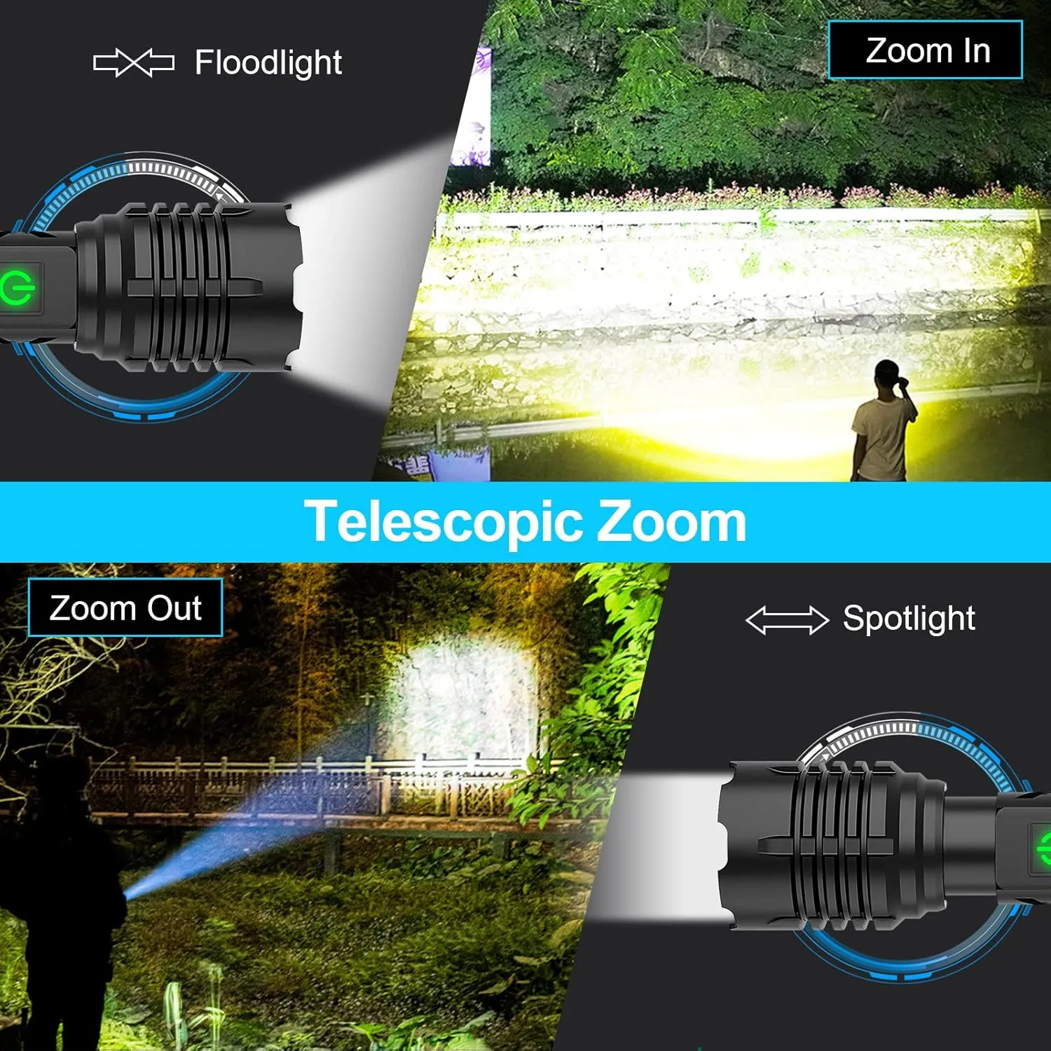Rechargeable Tactical Flashlights, High Lumens XHP70.2 Super Bright LED Flashlight with Holster, Type-C, 5 Modes, Zoomable, IPX6 Waterproof Flashlights for Emergency Camping (T031-2 Pack)