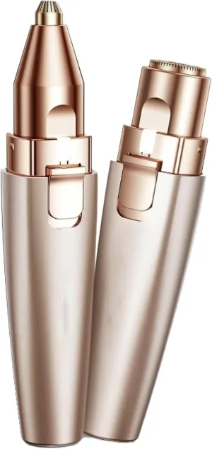 Rechargeable2-in-1Eyebrow&Facial Hair Trimmer for Women,Painless Hair Removal with LED Light,Precision Razor for Lips,Chin&Daily Grooming,Compact&Portable Design