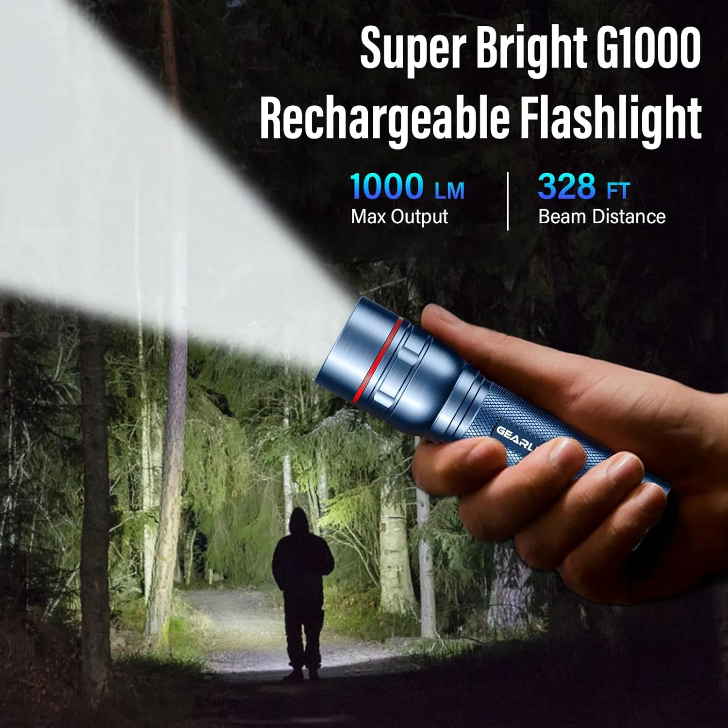 RECHOO Rechargeable Flashlights High Lumens, Super Bright Flash Light 2 Pack, Small Zoomable LED Flashlight with 3 Lighting Modes, Portable Tactical Flashlight for Camping Essentials (Blue)