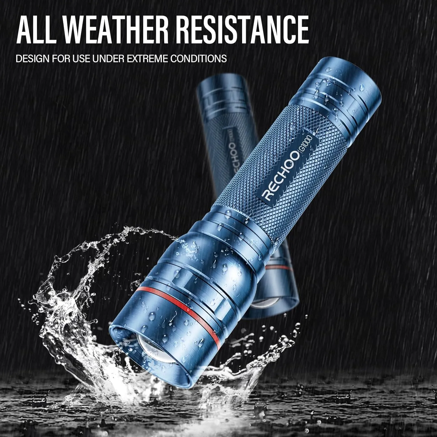RECHOO Rechargeable Flashlights High Lumens, Super Bright Flash Light 2 Pack, Small Zoomable LED Flashlight with 3 Lighting Modes, Portable Tactical Flashlight for Camping Essentials (Blue)