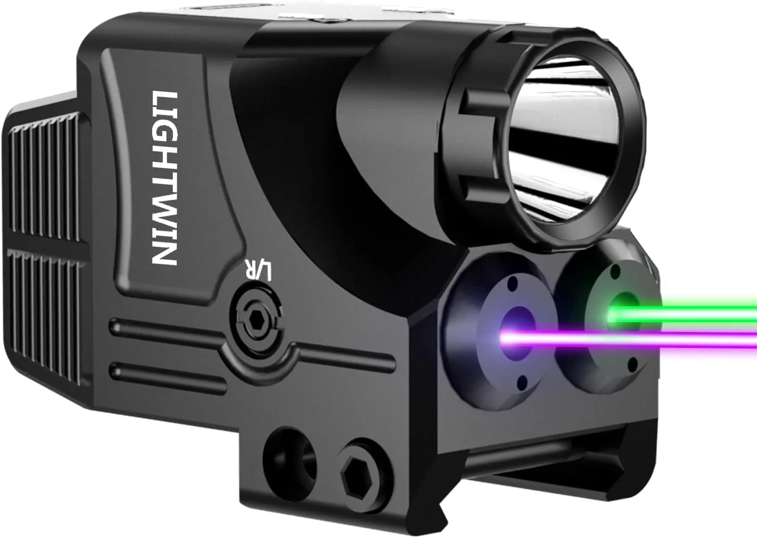 Red Green Blue Purple Laser Beams with 600 Lumens Flashlight for Pistols, 3 in1 Laser Light Combo, Tactical USB Rechargeable Laser Sight, Strobe & Steady Flashlight for Picatinny Rail