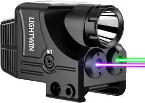 Red Green Blue Purple Laser Beams with 600 Lumens Flashlight for Pistols, 3 in1 Laser Light Combo, Tactical USB Rechargeable Laser Sight, Strobe & Steady Flashlight for Picatinny Rail