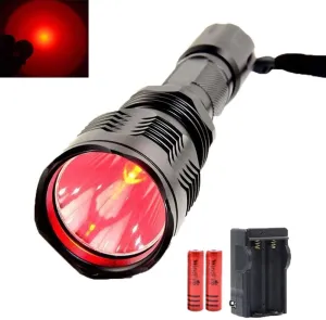 Red Light Flashlight Long Range Predator Light Flashlight with Charger Brightest Red Light for Night Hunting Fishing Astronomy