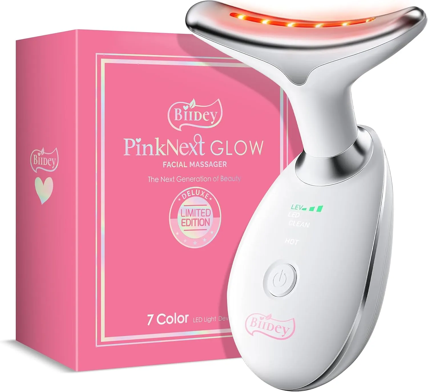 Red Light Therapy for Face Lift - Neck Device & Microcurrent Facial Massager - Luminesce 7-in-1 LED Facial Sculptor, True Beauty Glow Contouring Device, Double Chin Eliminator for Women - White