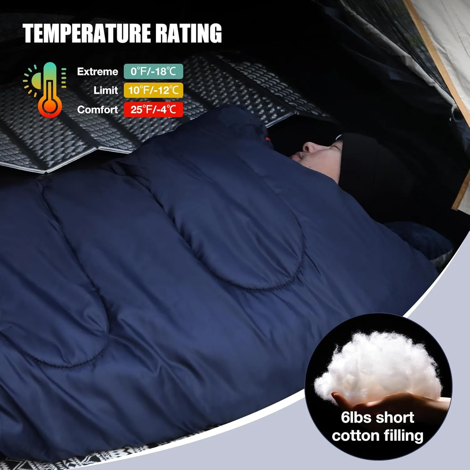 REDCAMP Cotton Flannel Sleeping Bag for Camping Backpacking, Adults Cold Weather Envelope Sleeping Bags with 2/3/4lbs Filling