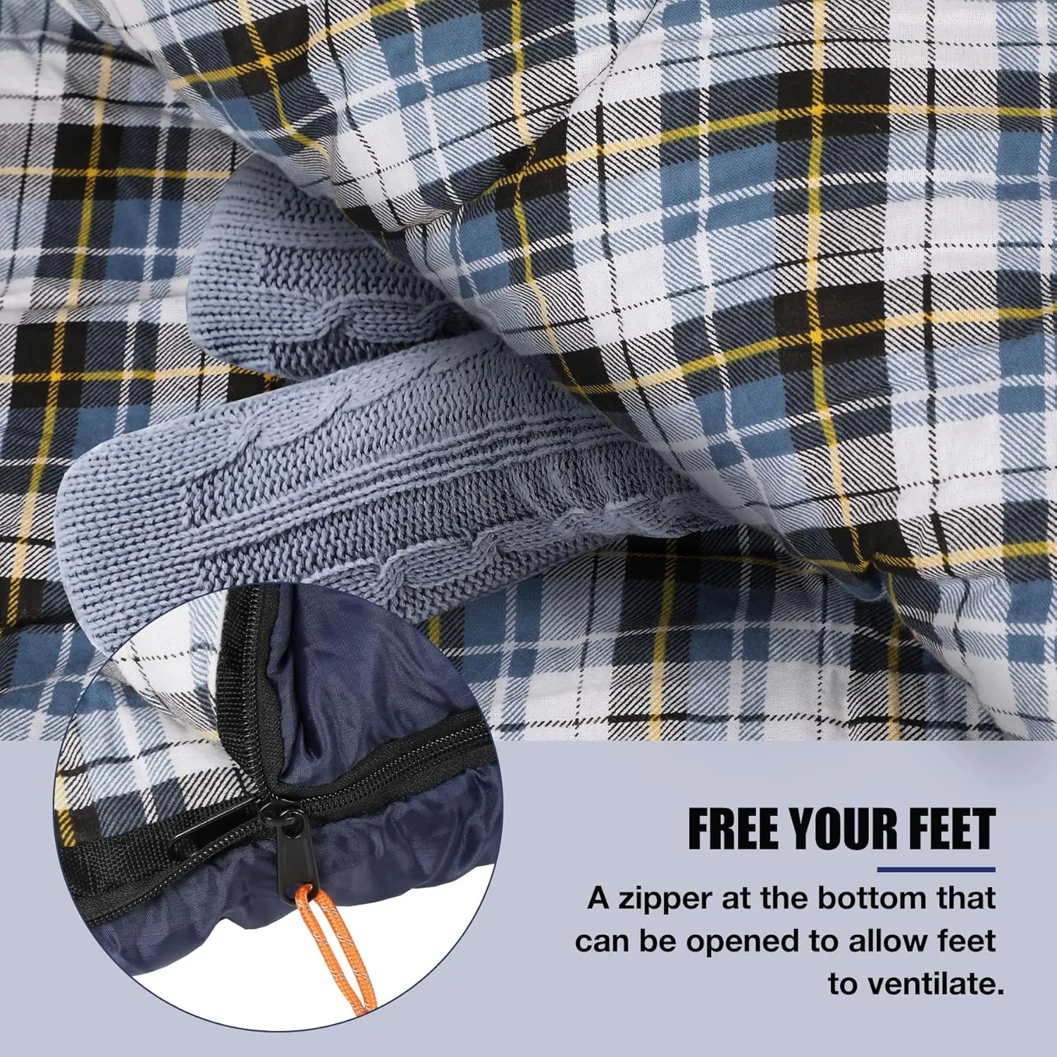 REDCAMP Cotton Flannel Sleeping Bag for Camping Backpacking, Adults Cold Weather Envelope Sleeping Bags with 2/3/4lbs Filling