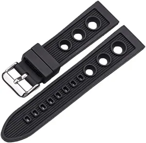 Replacement Watch Straps Silicone Watch Band Bracelet 22mm Black Blue Women Men Rubber Watch Strap Stainless Steel Polished Pin Buckle (Band Color : Blue, Band Width : 22mm)