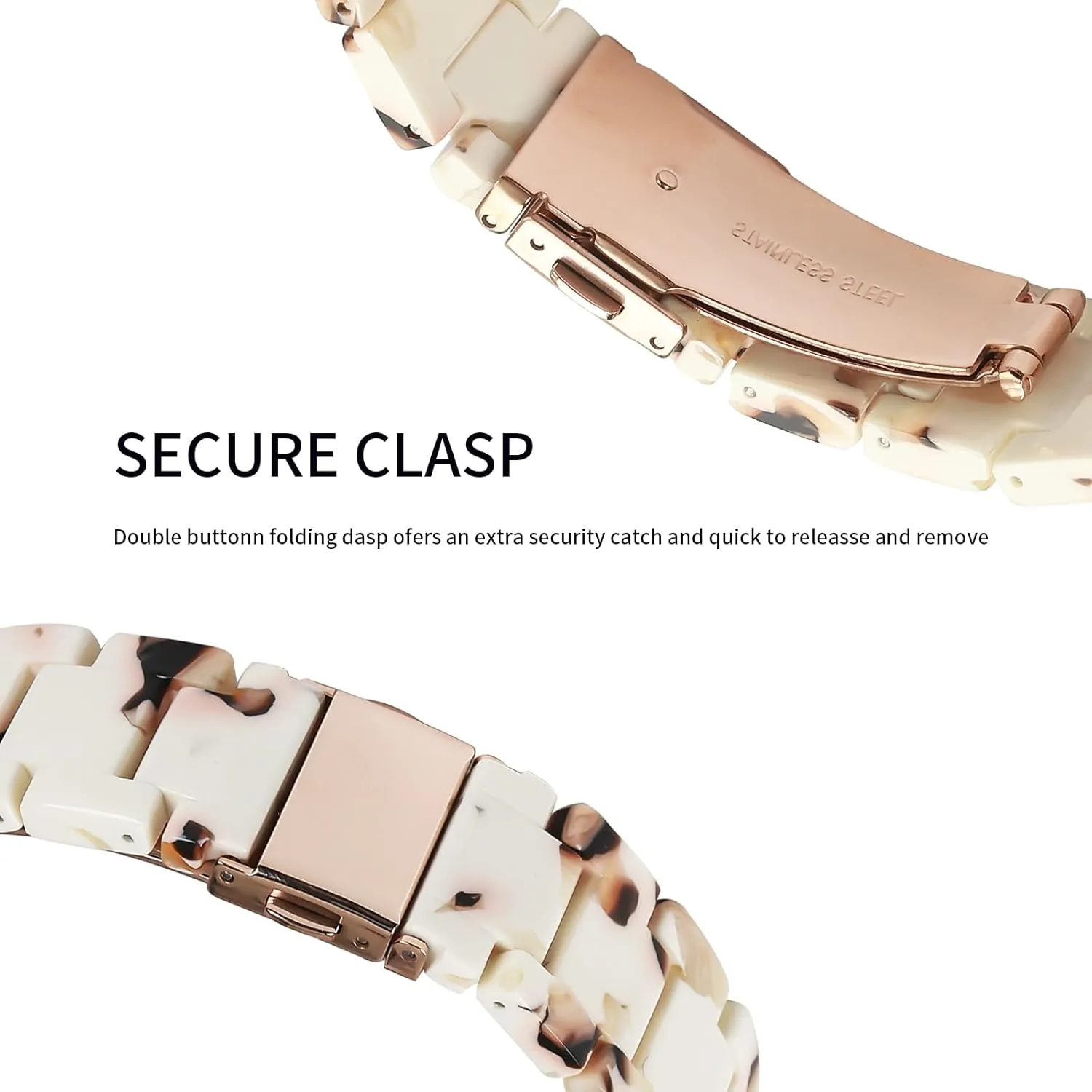 Resin Band Compatible with Fitbit Charge 6/ Fitbit Charge 5, Waterproof & Lightweight Bracelet Wristband Replacement with Stainless Steel Buckle, Fashion Strap for Fitness Tracker Women