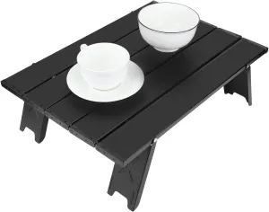 Restokki Folding Table Camping Table, Portable Folding Camping Table Compact Lightweight Aluminum Alloy BBQ Picnic Desk Black