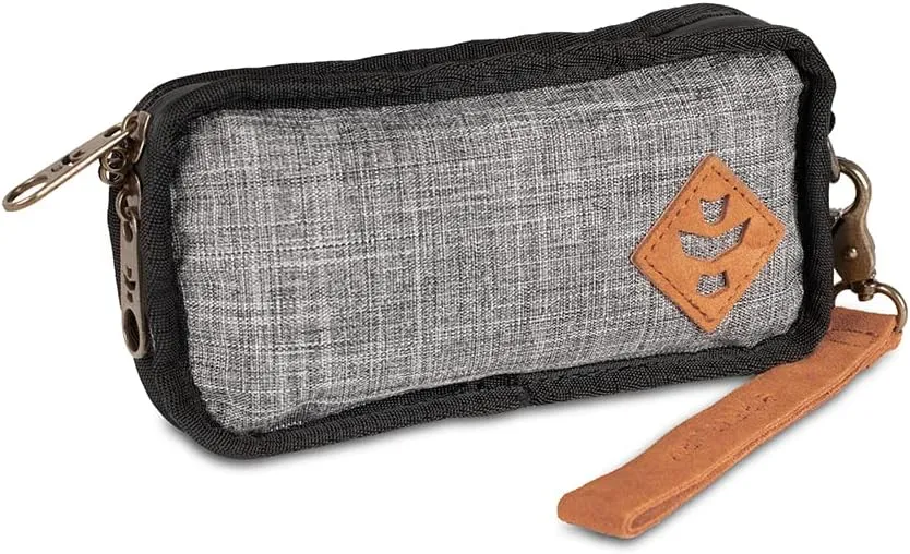 Revelry Gordito Small Padded Pouch| Multipurpose Lockable Travel Bag with Activated Charcol Lining| Waterproof & Lockable Bag| 6.5" x 4" x 2" (Crosshatch Grey)