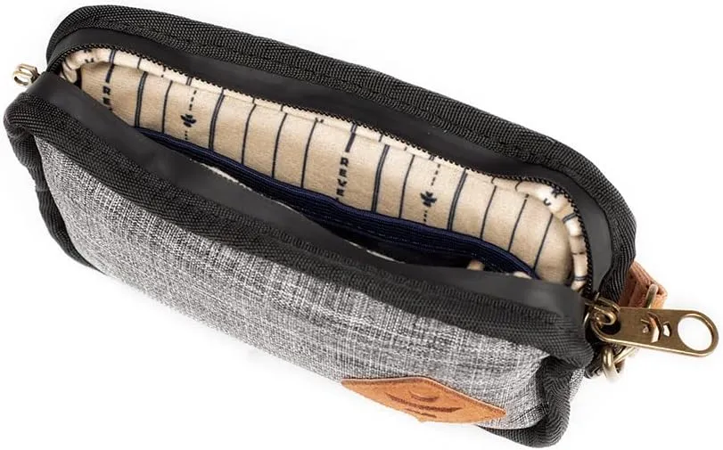 Revelry Gordito Small Padded Pouch| Multipurpose Lockable Travel Bag with Activated Charcol Lining| Waterproof & Lockable Bag| 6.5" x 4" x 2" (Crosshatch Grey)