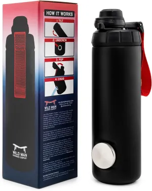 RIPTIDE™ The Shotgun Bottle™ – First Ever Stainless Steel Water Bottle with Integrated Shotgun Hole, 24oz Leak Proof, Chug Cap for Gym, Sports, Tailgates, Golfing, Parties