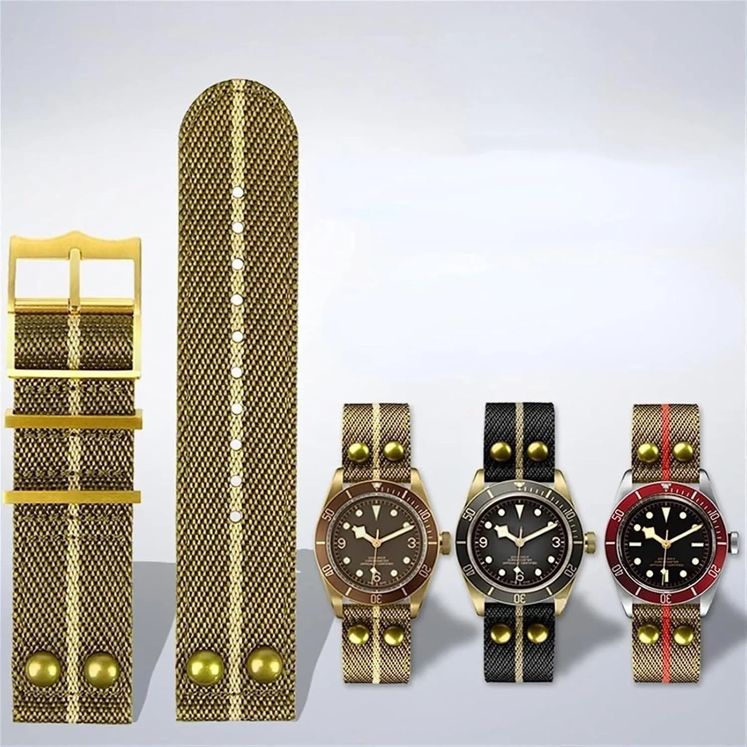 Rivet Nylon Strap For Iwc Fabric WatchBand 22mm Canvas Wrist Strap